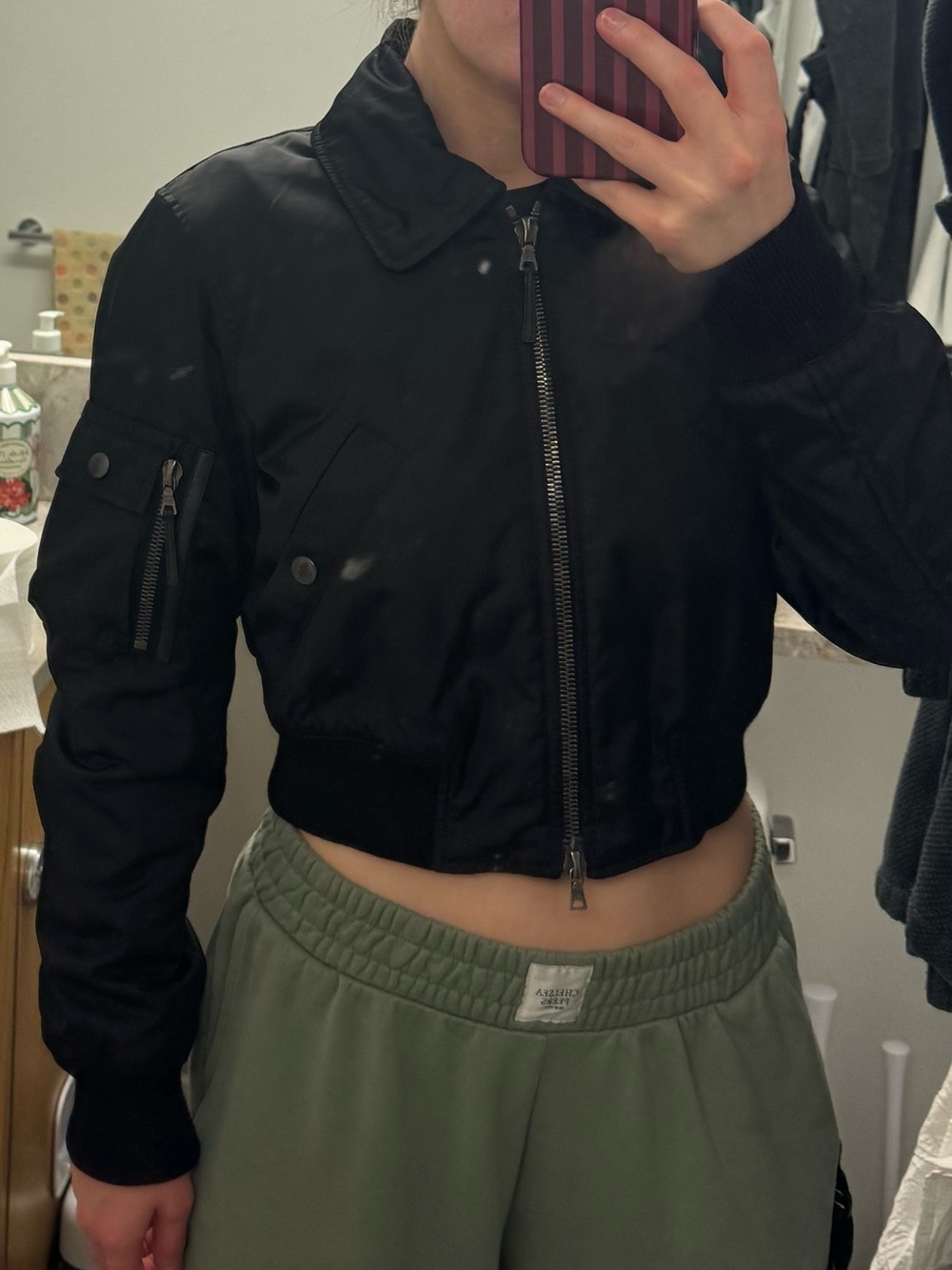 Prada Black Bomber Jacket with Faux Fur Collar - Picture 8 of 8